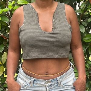 Urban Outfitters Olive Striped Tank Top